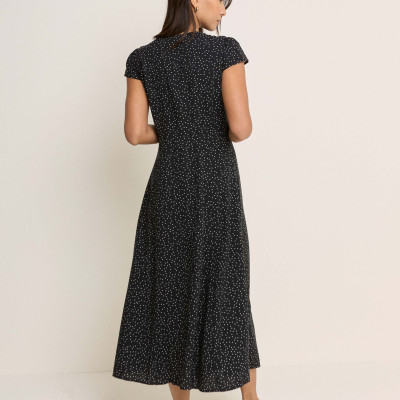 Polka Dot V-Neck Midi Tea Dress