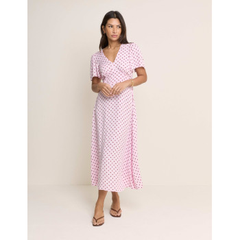 Polka Dot V-Neck Midi Tea Dress