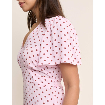 Polka Dot V-Neck Midi Tea Dress
