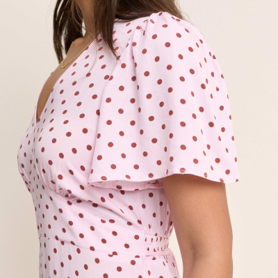 Polka Dot V-Neck Midi Tea Dress
