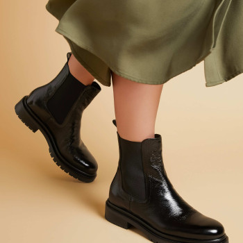 Patent Leather Chelsea Ankle Boots