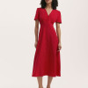 Polka Dot V-Neck Midi Tea Dress