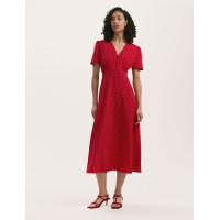 Polka Dot V-Neck Midi Tea Dress