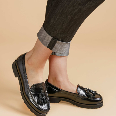 Patent Leather Tassel Loafers
