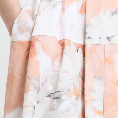 Denim Floral Square Neck Midi Skater Dress