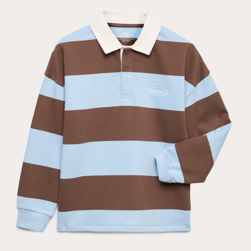 Pure Cotton Striped Rugby Sweatshirt (6-16 Yrs)