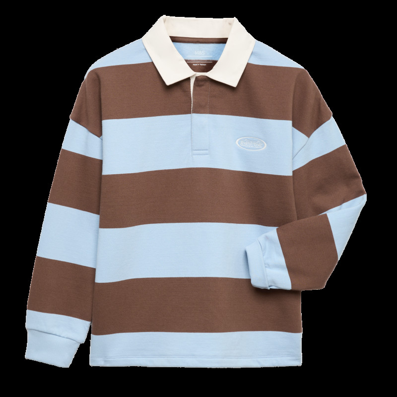 Pure Cotton Striped Rugby Sweatshirt (6-16 Yrs)