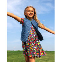 Denim Floral Embroidered Waistcoat (1-12 Yrs)