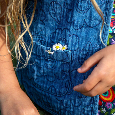 Denim Floral Embroidered Waistcoat (1-12 Yrs)