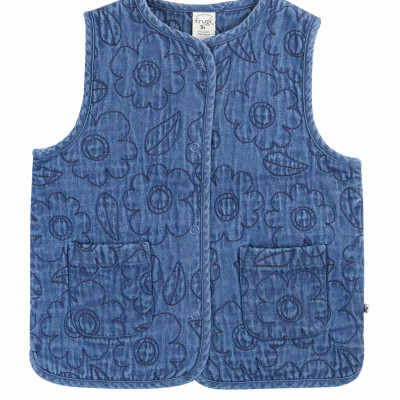 Denim Floral Embroidered Waistcoat (1-12 Yrs)