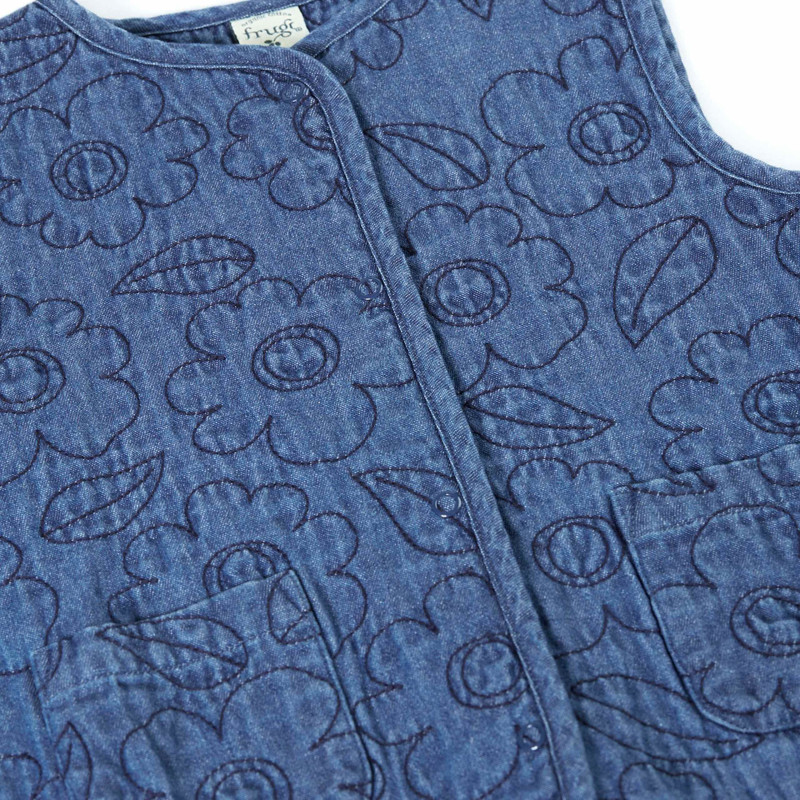 Denim Floral Embroidered Waistcoat (1-12 Yrs)