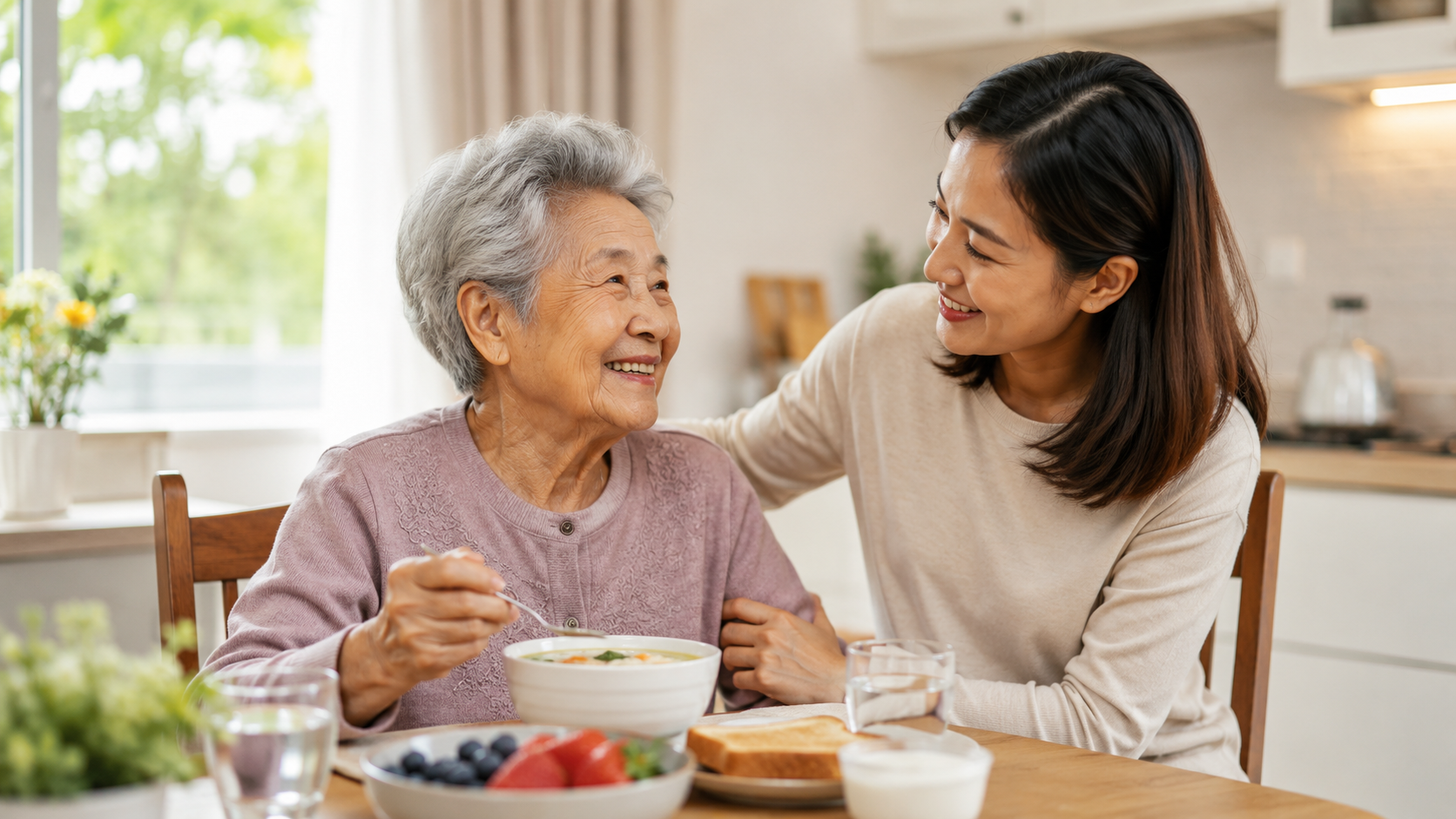 Alt text: Elderly adult eating a nutritious meal to support appetite and health