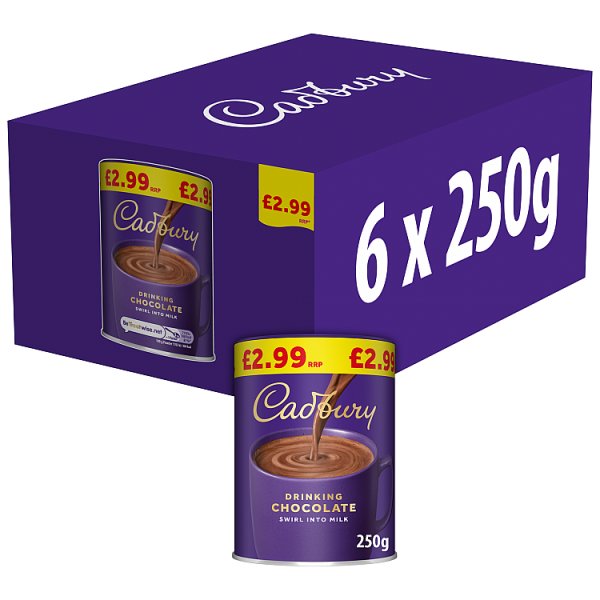 Cadbury Drinking Hot Chocolate Cocoa Powder 250g PMP £2.99 (6 x 250g)