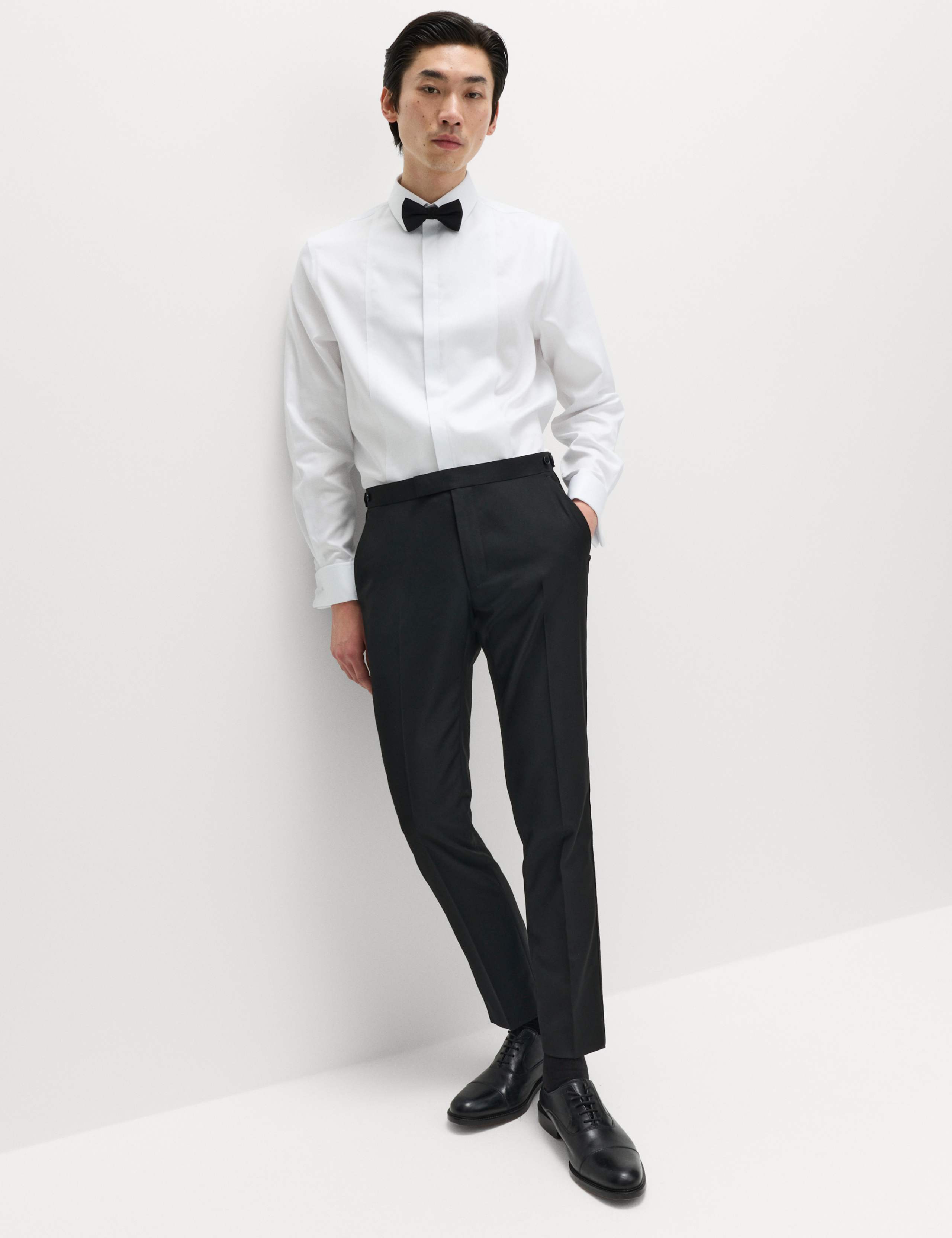 Regular Fit Cotton Dress Shirt with Bow Tie Regular Fit Cotton Dress Shirt with Bow Tie