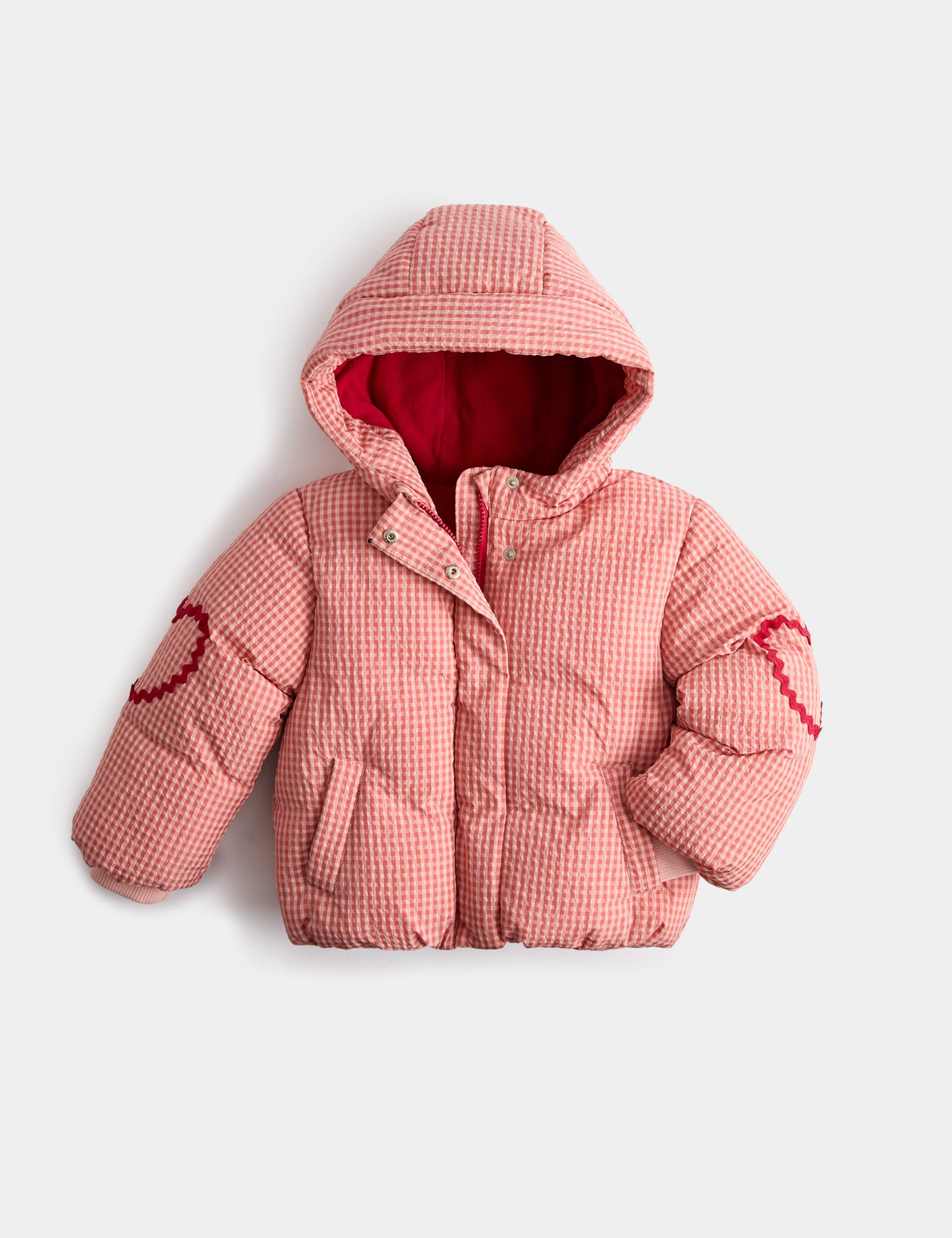 Gingham Hooded Puffer Coat (2-8 Yrs)